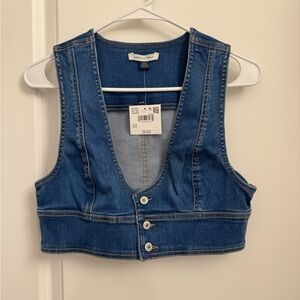 American Eagle Light Blue Denim Vest